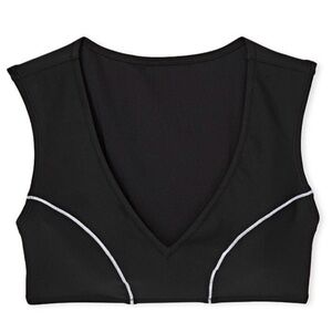 NWT Victoria's Secret Black V-Neck Sport Bikini Top with White Trim